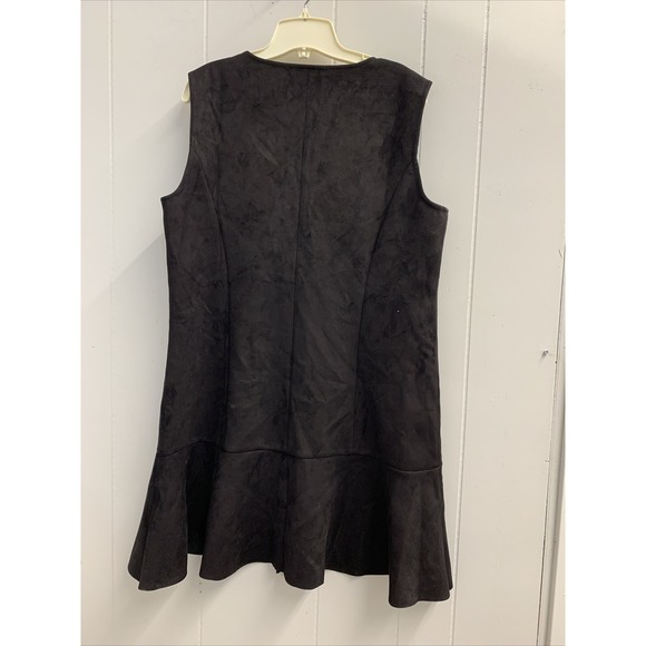 BCBG Maxazria Mini Dress Extra Large Fit and Flare Black Tank Suede Above Knee - Picture 6 of 10